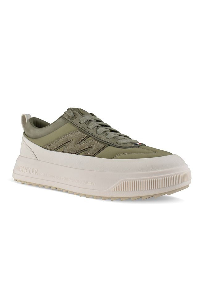 Moncler Khaki Green Nubuck Leather Sneakers