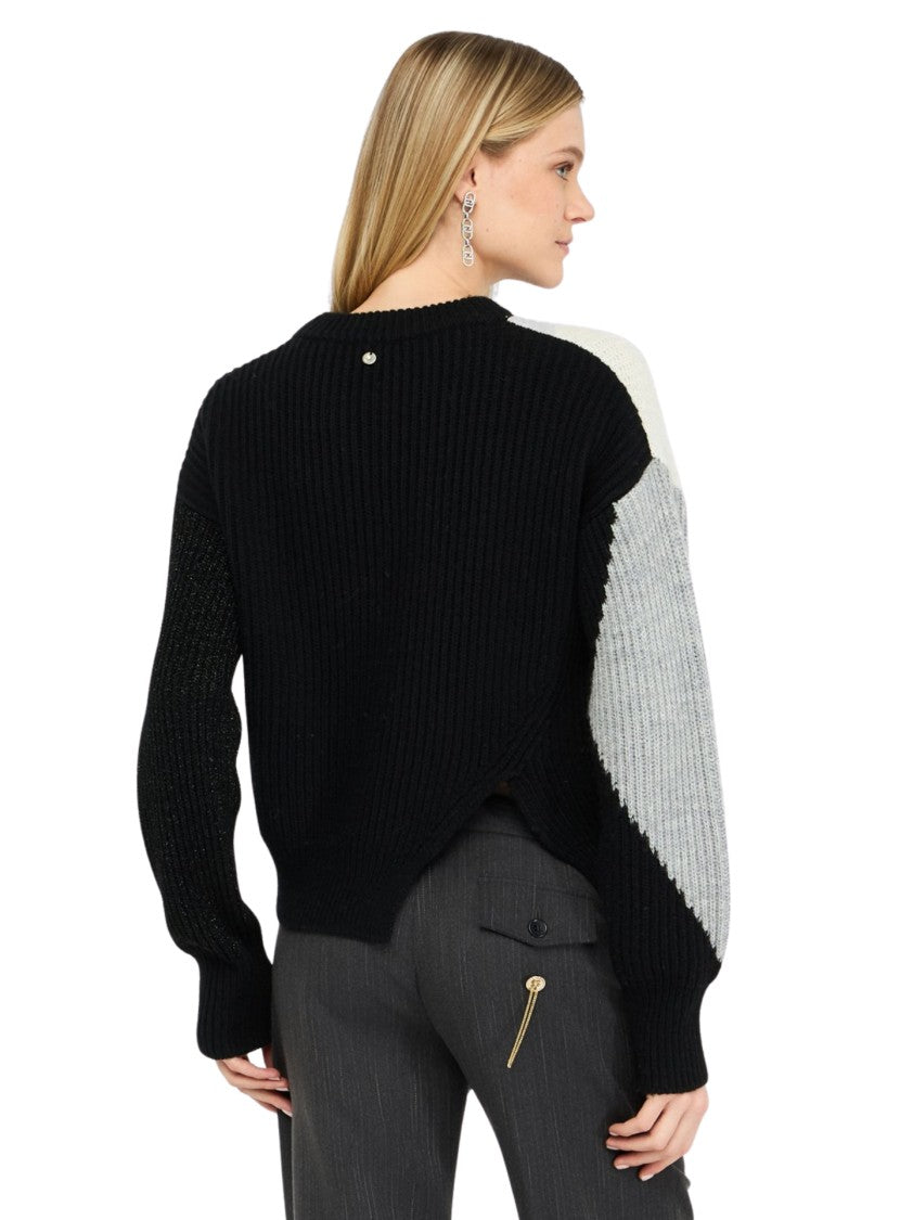 Liu Jo Color-Blocked Geometric Knit Sweater