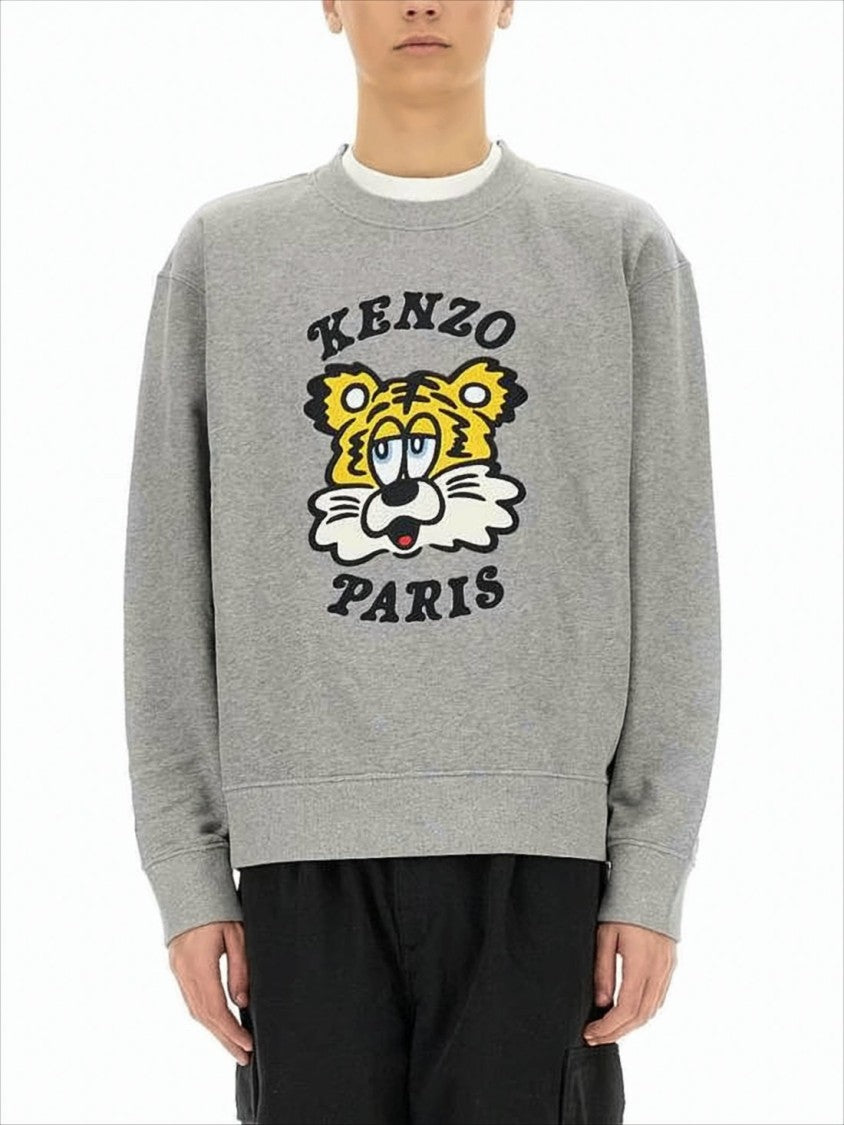 Kenzo Heather Grey Long-Sleeve Sweatshirt With Bold Graphic
