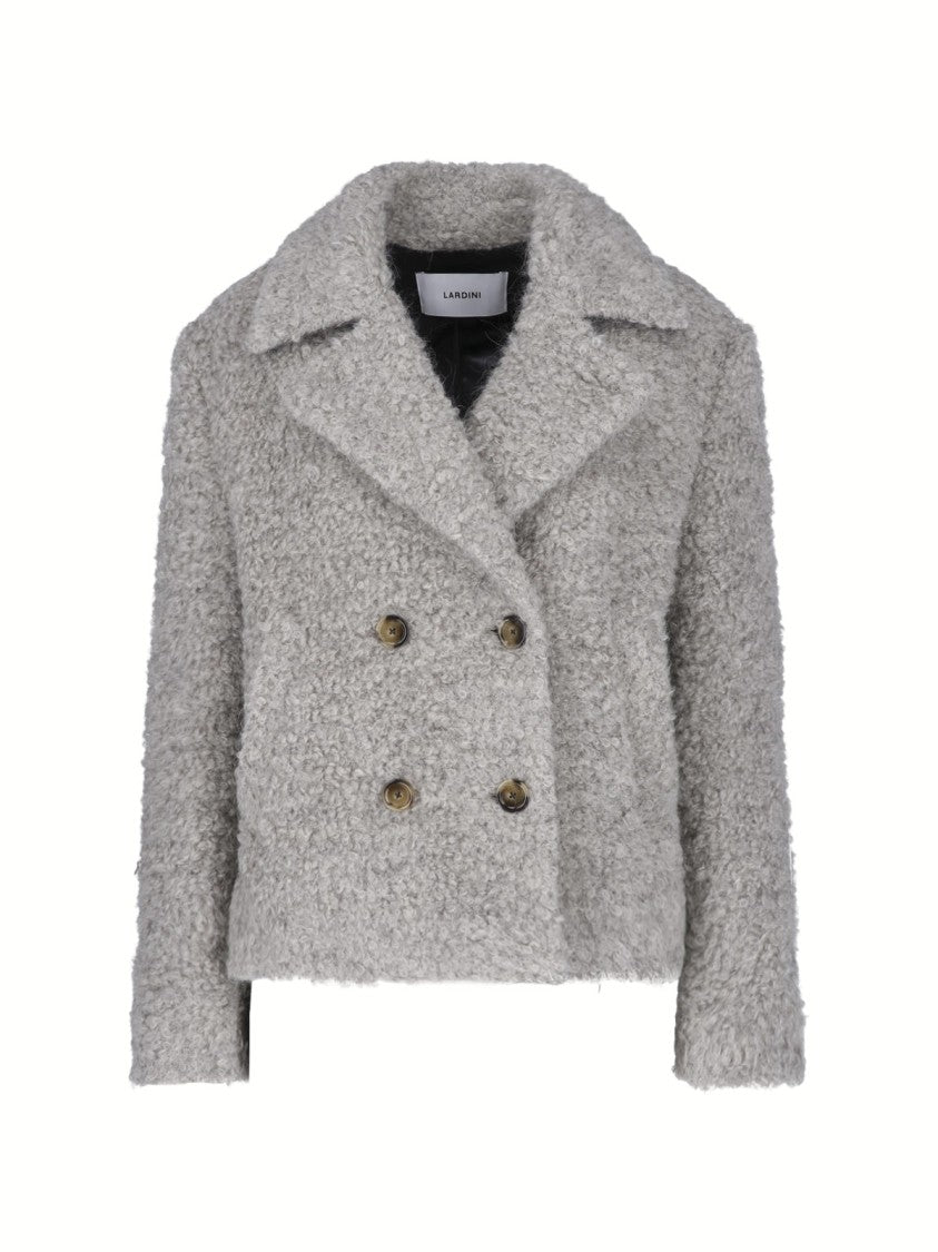 Lardini Grey Boiled Wool-Blend Blazer