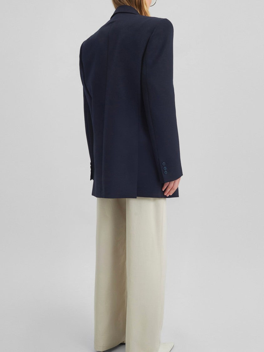 The Frankie Shop Black Peaked Lapels Wool Blazer