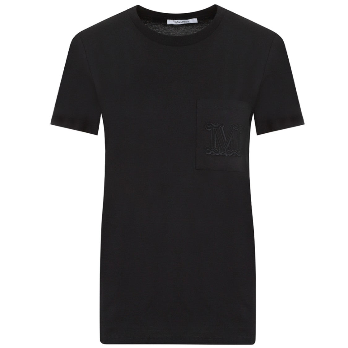 Max Mara Short-Sleeved Black Cotton T-Shirt With Pocket Detail