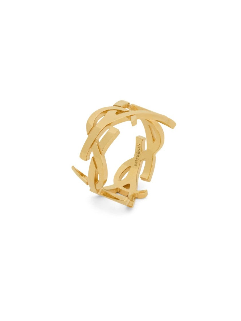 Saint Laurent Intricately Designed Polished Brass Ring By Saint Laurent
