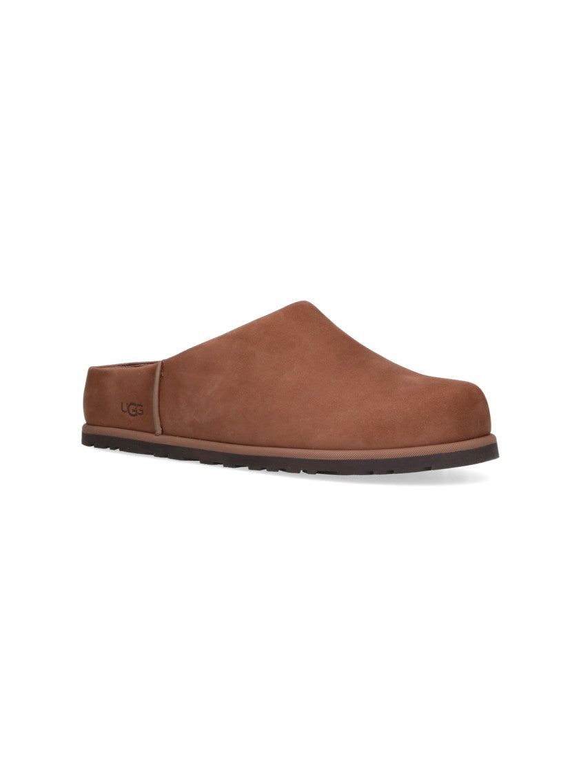 Ugg Brown Slip-On Embossed Logo Sandals