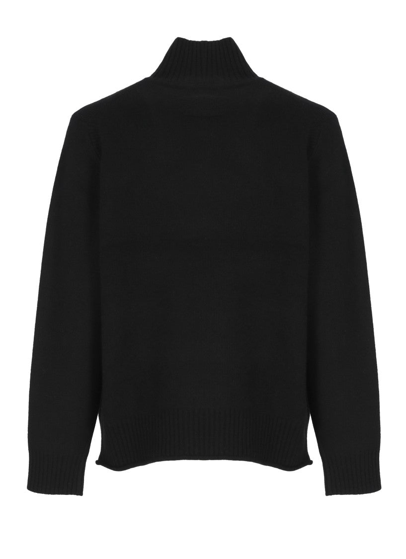 Guest In Residence Black High-Neck Front Zip Cashmere Sweater