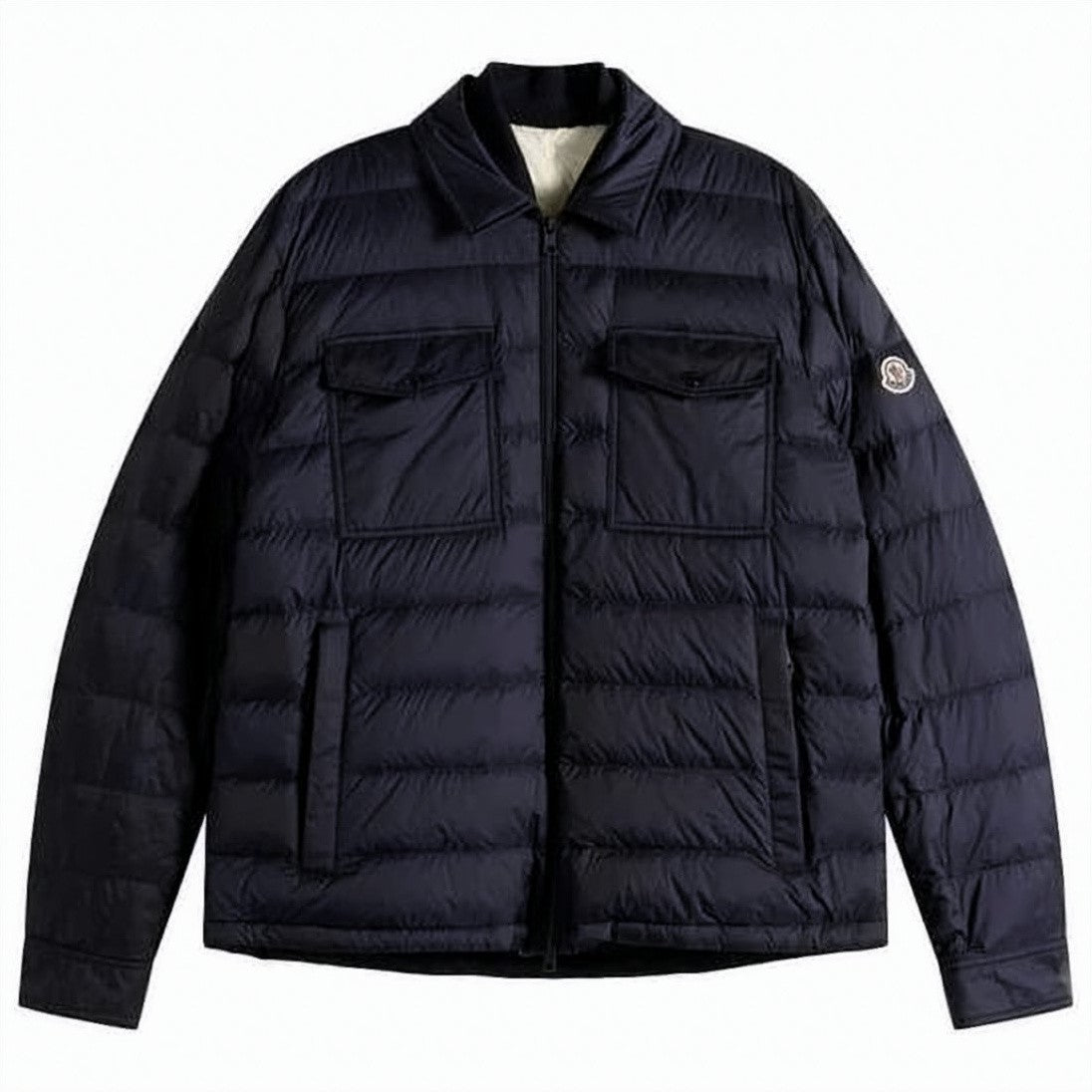 Moncler Padded Black Quilted Moncler Jacket With Logo Patch