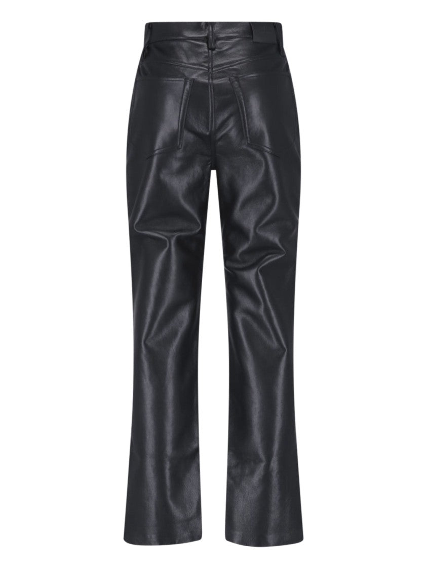 Anine Bing Slightly Flared Trousers With Glossy Black Finish