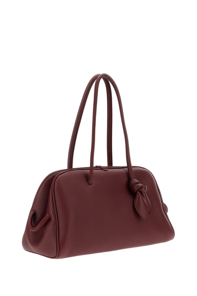 Jacquemus Red Pebbled Leather Bow Le Turismo Bowling Bag