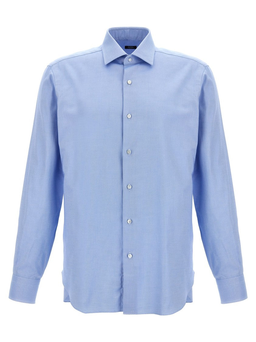 Barba Tailored Blue Cotton Shirt