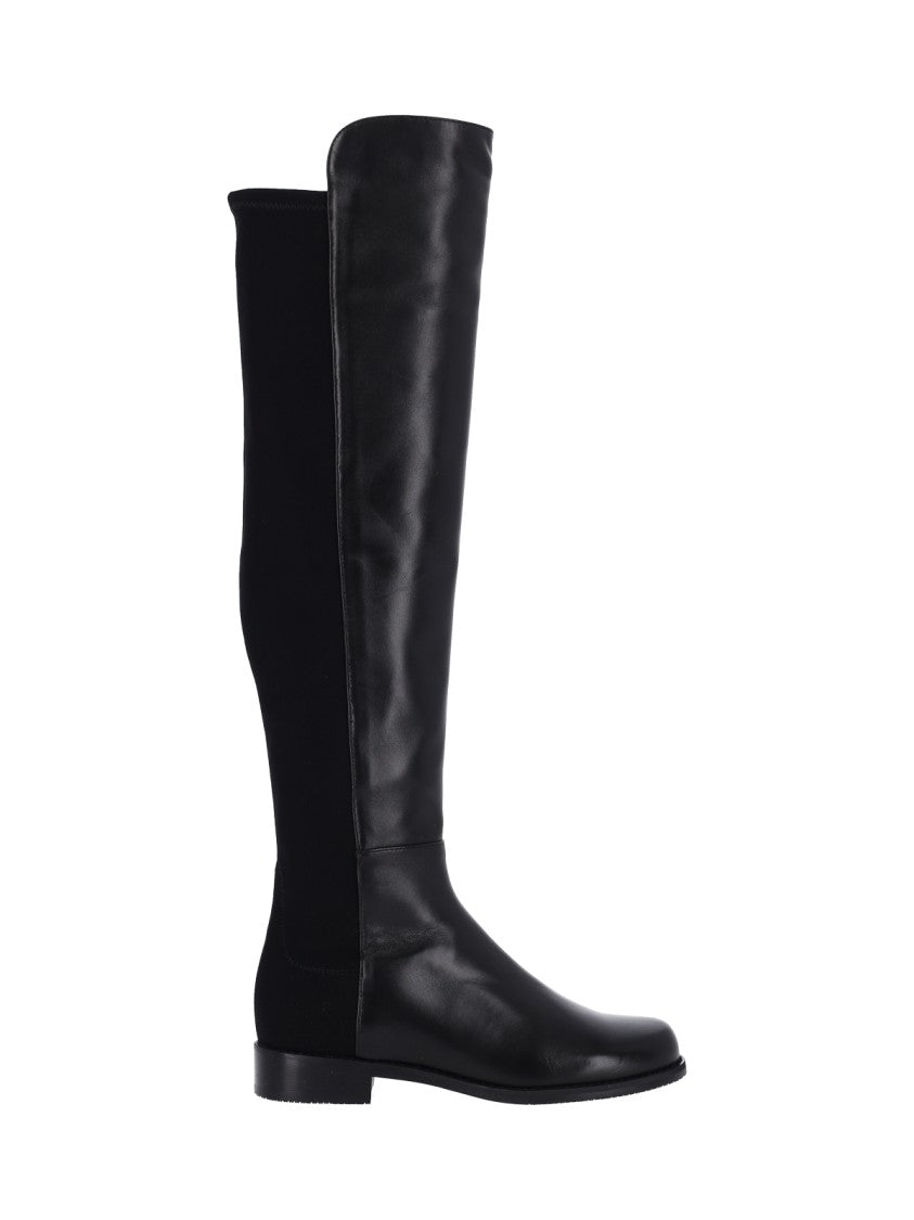 Stuart Weitzman Black 50/50 Stretch Gabardine Leather Boots
