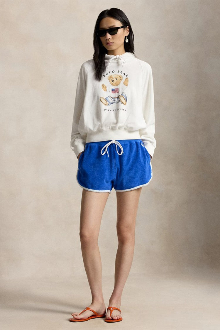 Polo Ralph Lauren White Graphic Printed Cotton-Blend Hoodie