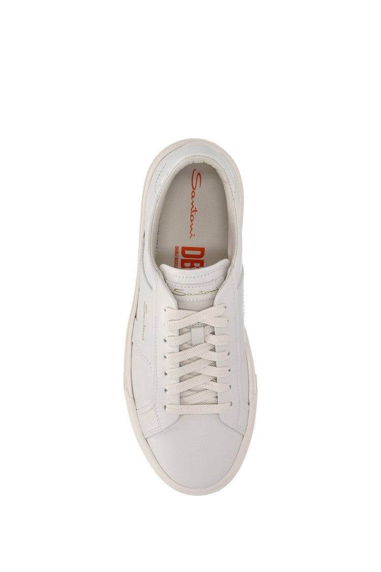 Santoni Double Buckle Leather Sneakers