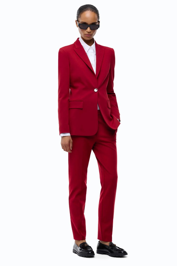 Pinko Burgundy Viscose-Blend Slim Pants