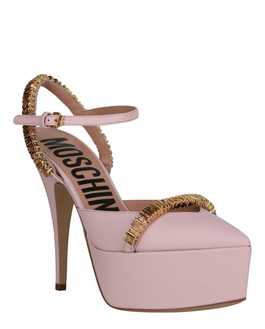 Moschino Logo Lettering Ankle Strap Pumps