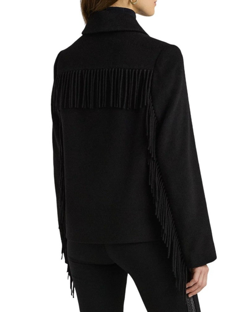 Lauren Ralph Lauren Black Cropped Jacket With Classic Collar