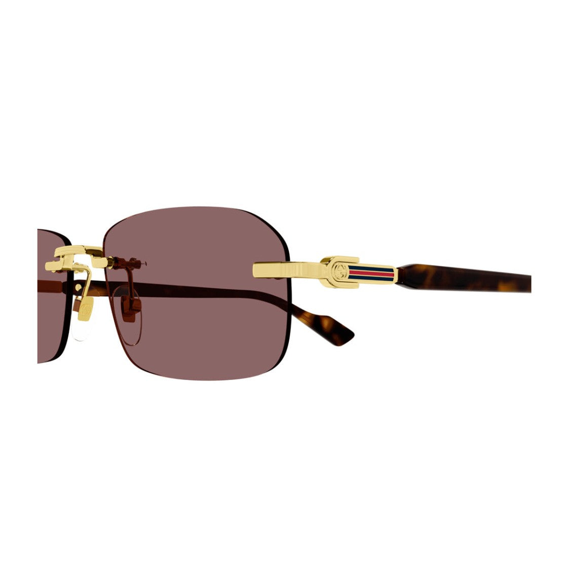 Gucci Gold Gucci Sign Rimless Metal Sunglasses