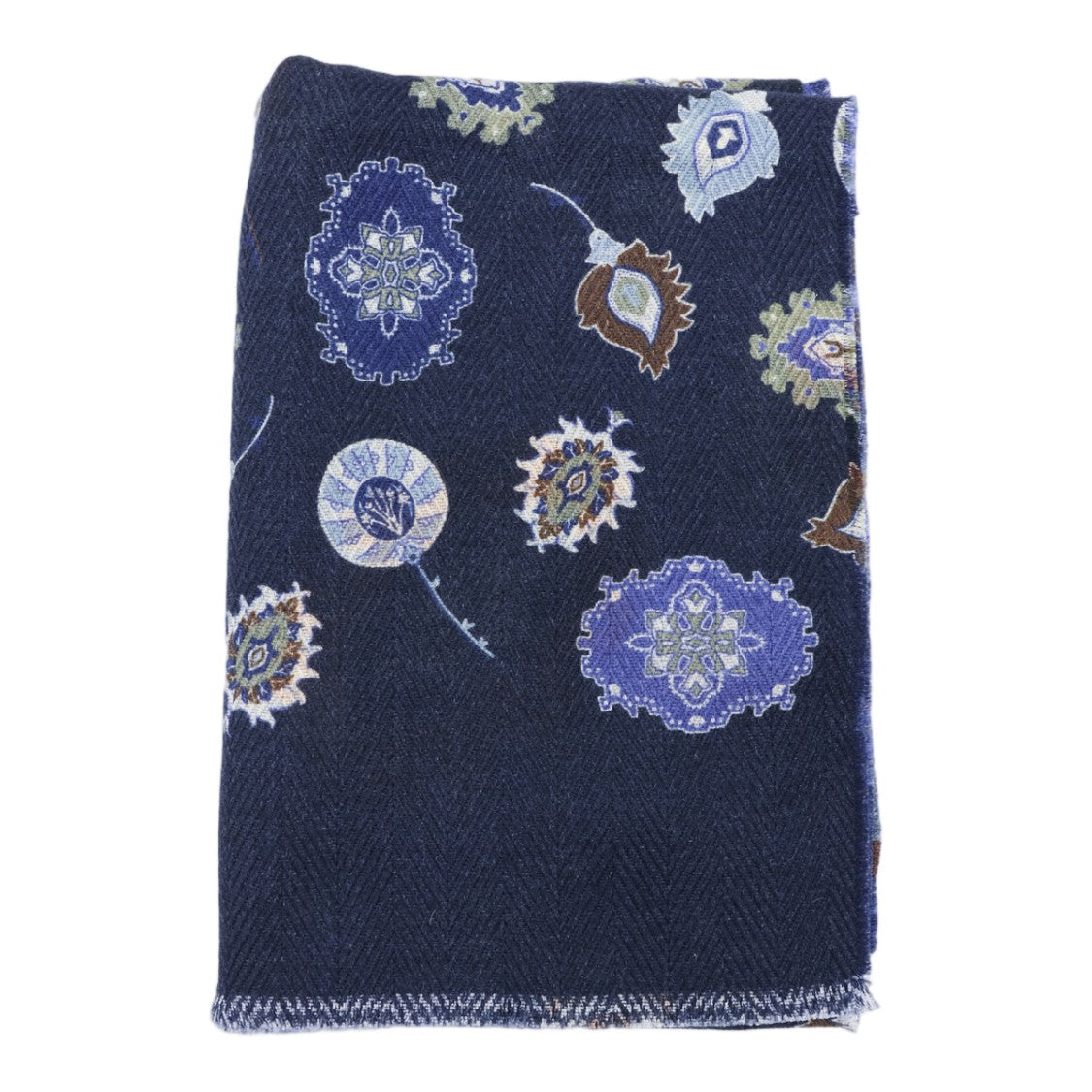 Altea Intricate Floral Motif Scarf With Herringbone Texture