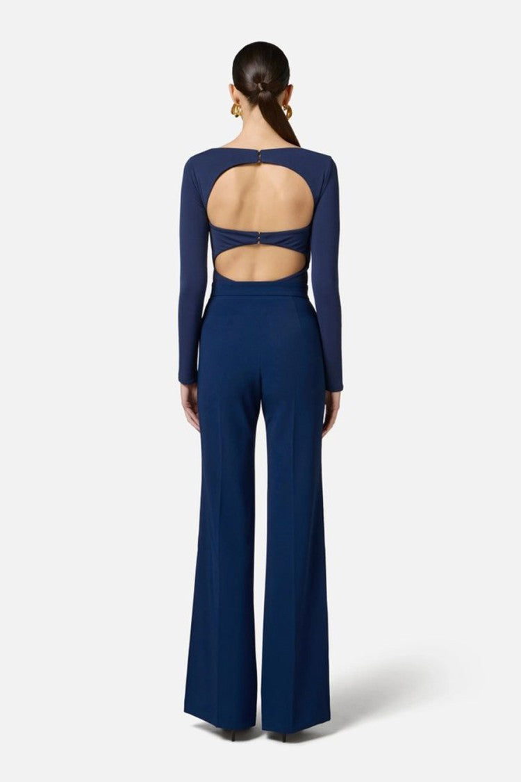 Elisabetta Franchi Cut-Out Viscose Top With Gold Accent