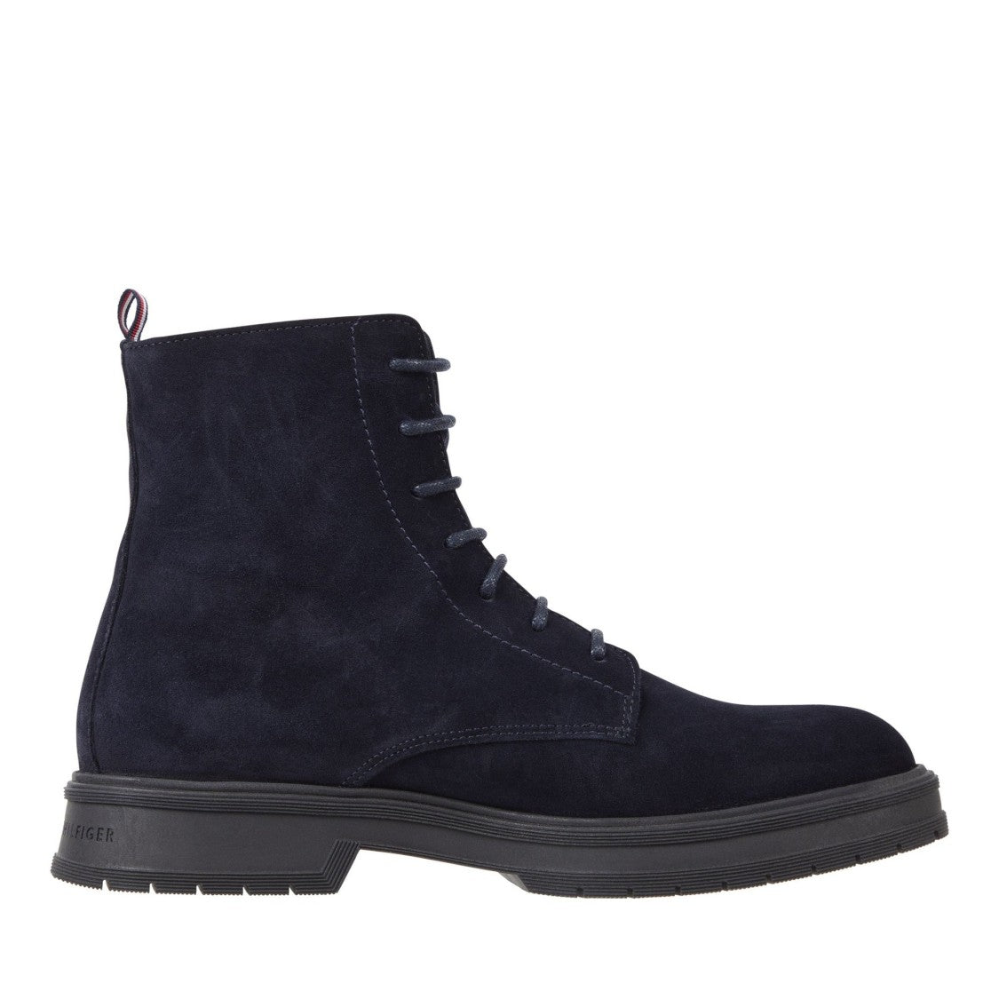 Tommy Hilfiger Blue Lace-Up Striped Pull Tab Suede Boots