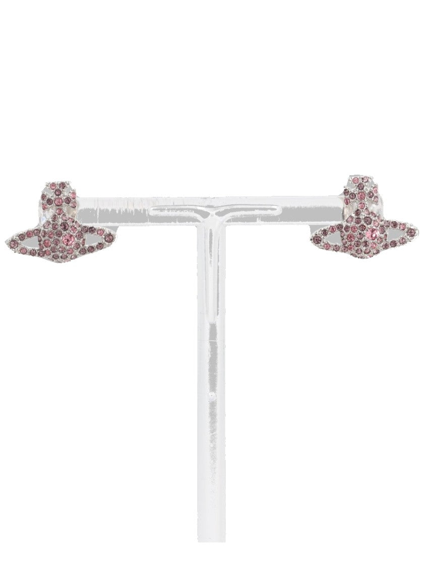 Vivienne Westwood Silver Orb Engraved Crystal Brass Earrings