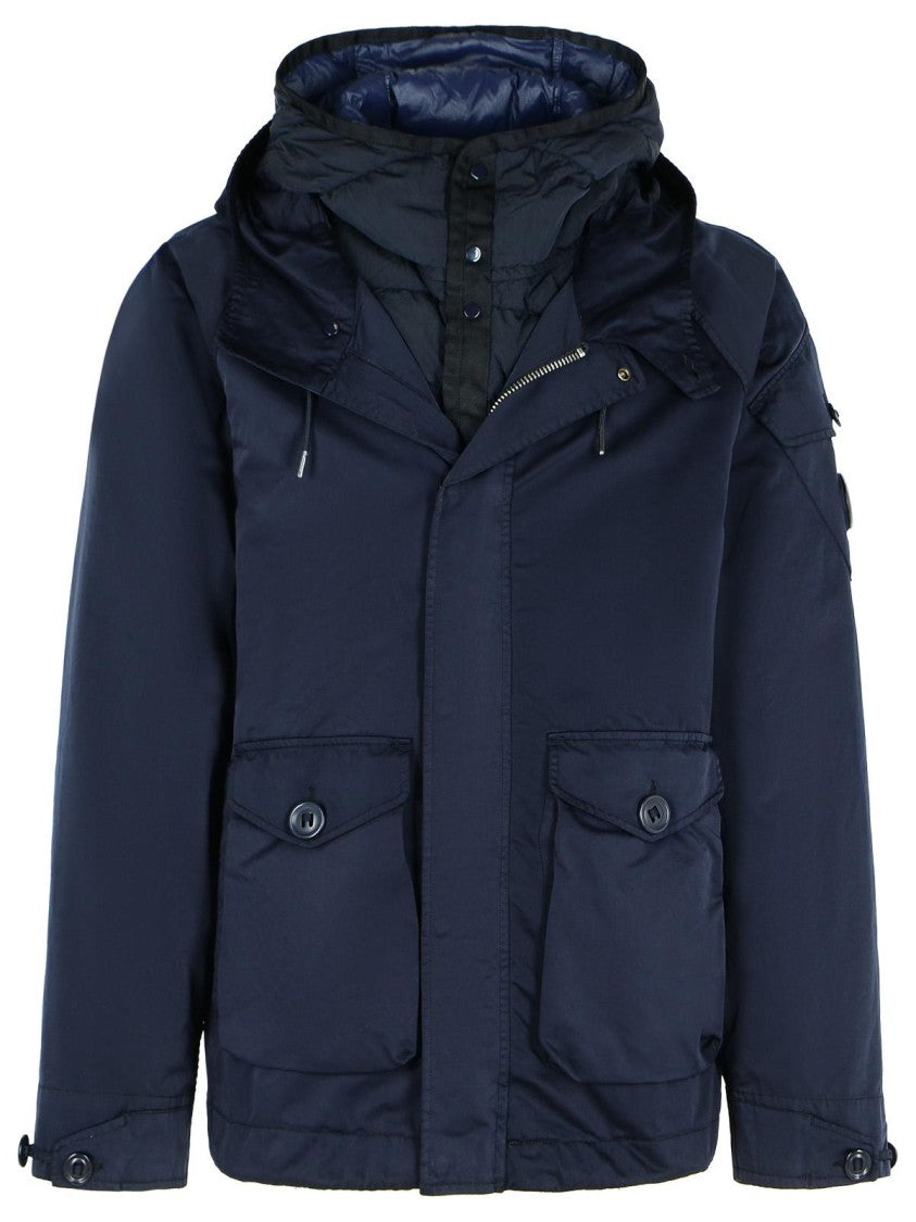 C.P. Company Navy Polyester Blend Hooded Jacket