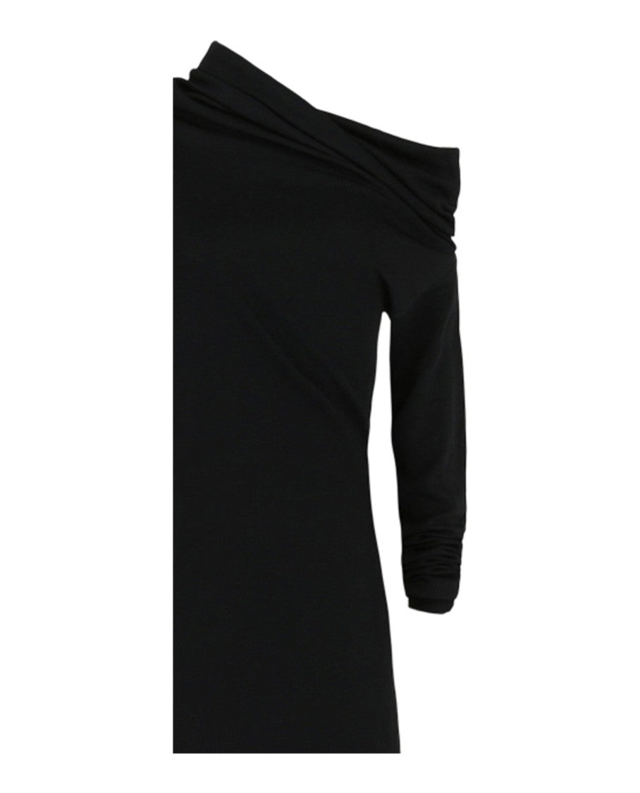 Ferragamo Long Sleeve Off-The-Shoulder Gown With Draped Neckline