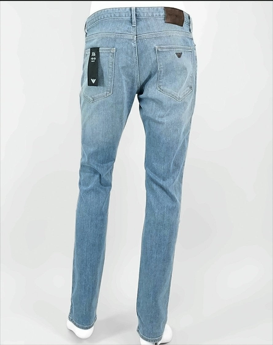 Emporio Armani Slim-Fit Light Denim Jeans With Five-Pocket Design