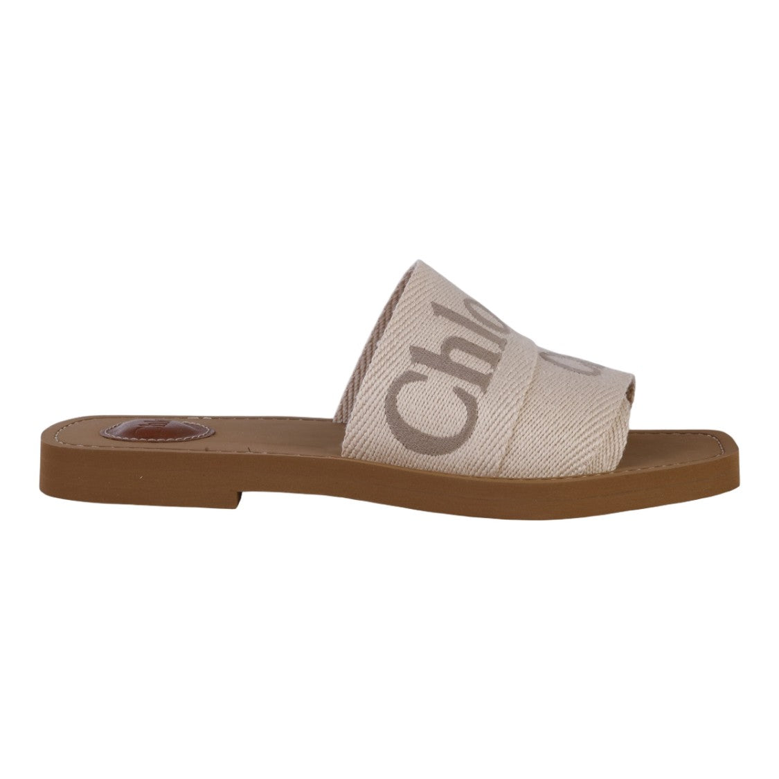 Chloé Flat Slide Shoe With Wide Fabric Strap