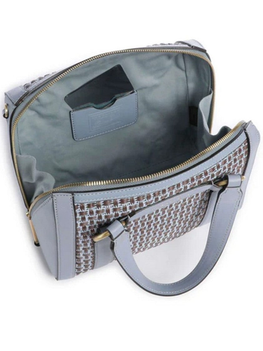The Bridge Blue Handbag W/Shoulder Geometric Canvas Handbag
