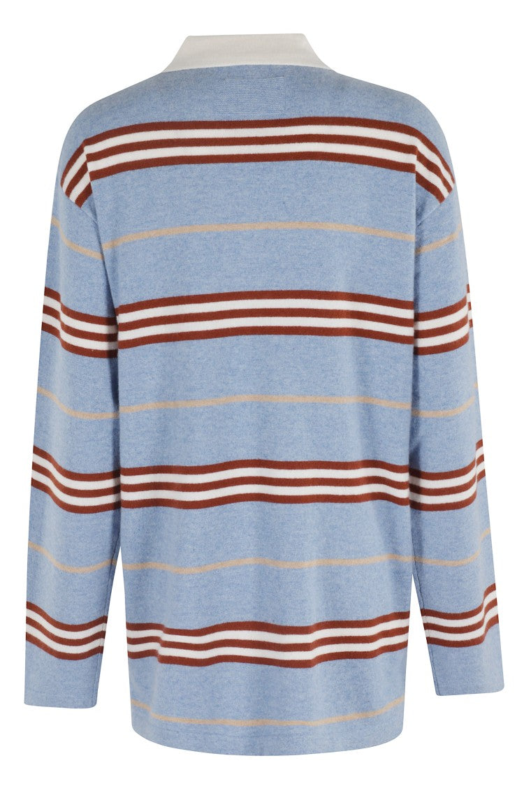 Guest In Residence Striped Cashmere Rugby Sweater With Classic Collar
