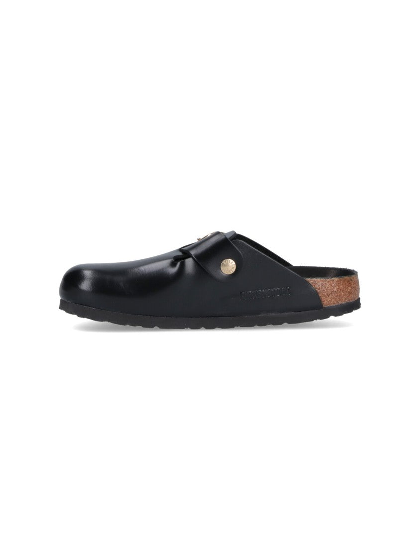 Birkenstock Boston Big Buckle Mules – Black