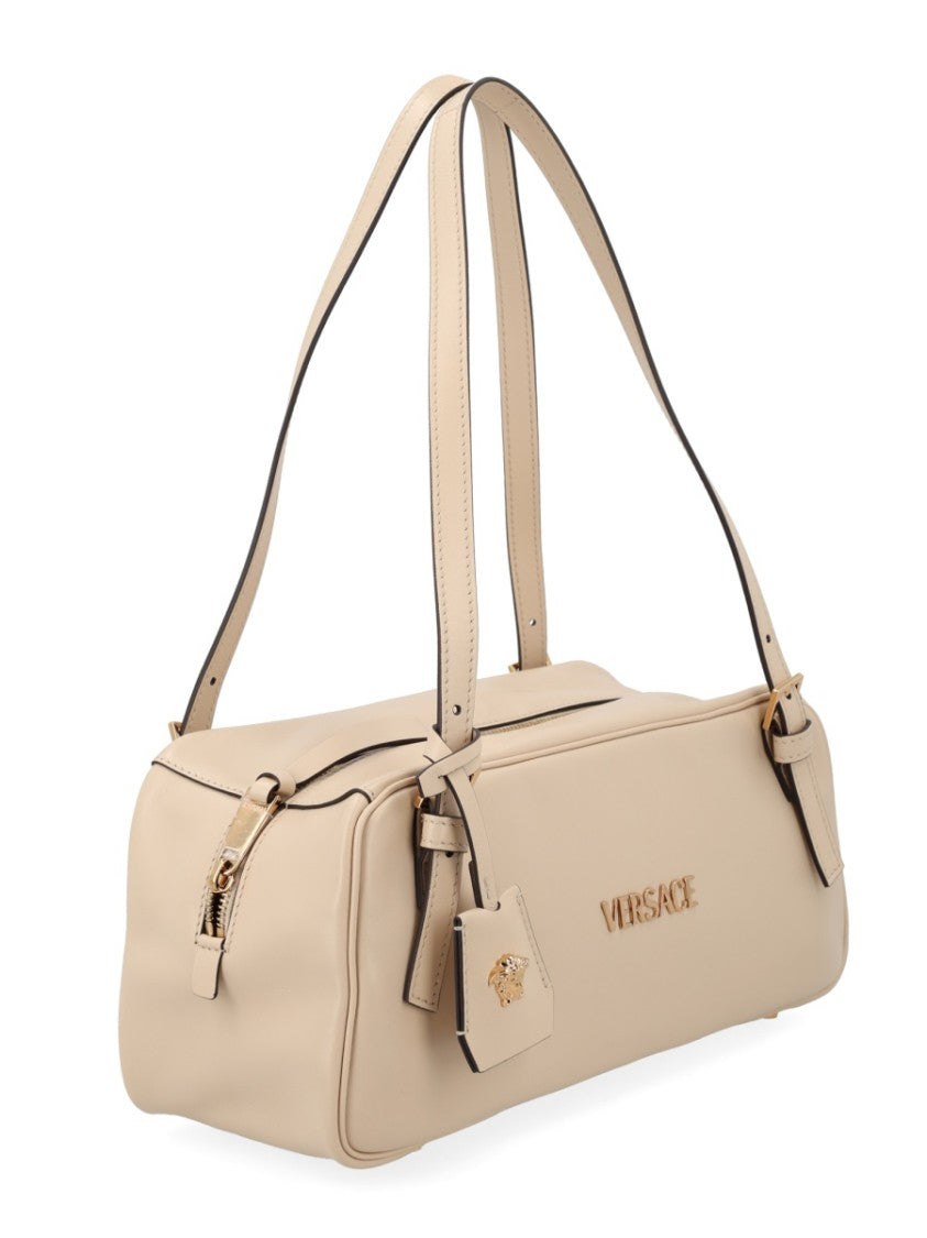Versace Beige Tag Lamb Leather Shoulder Bag