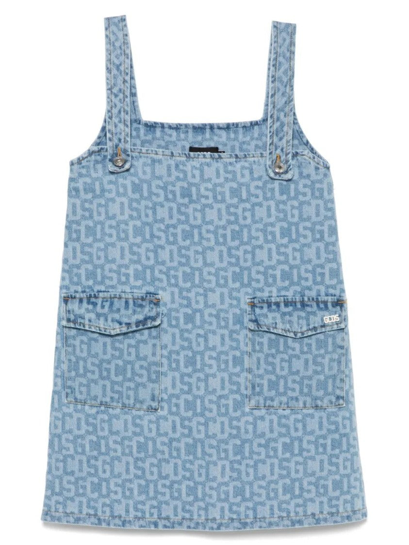 Gcds `Monogram` Denim Pockets Dress