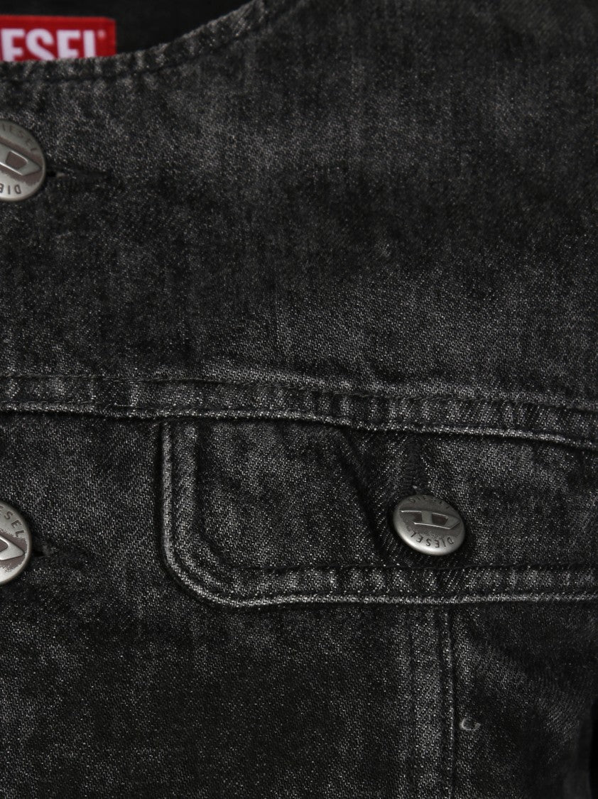 Diesel Streamlined Black Minimalist Jacket With High Collar