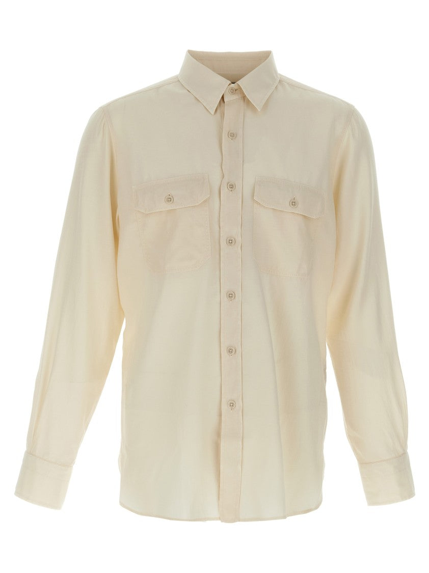 Tom Ford Twill Shirt With Military Fit And Structured Silhouette
