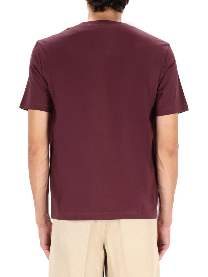 Lanvin Burgundy Straight Fit Logo T-Shirt