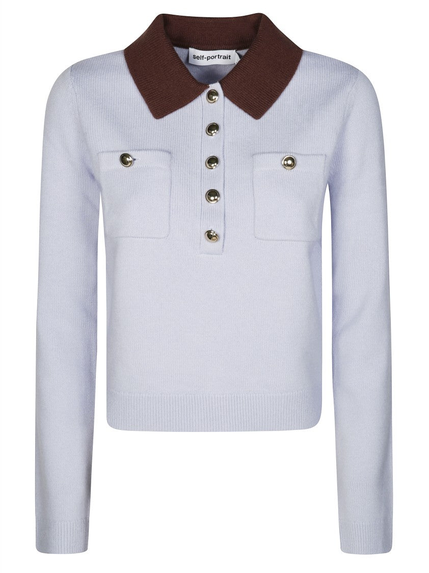 Self-Portrait Delicate Lace Long-Sleeved Top With High Neckline