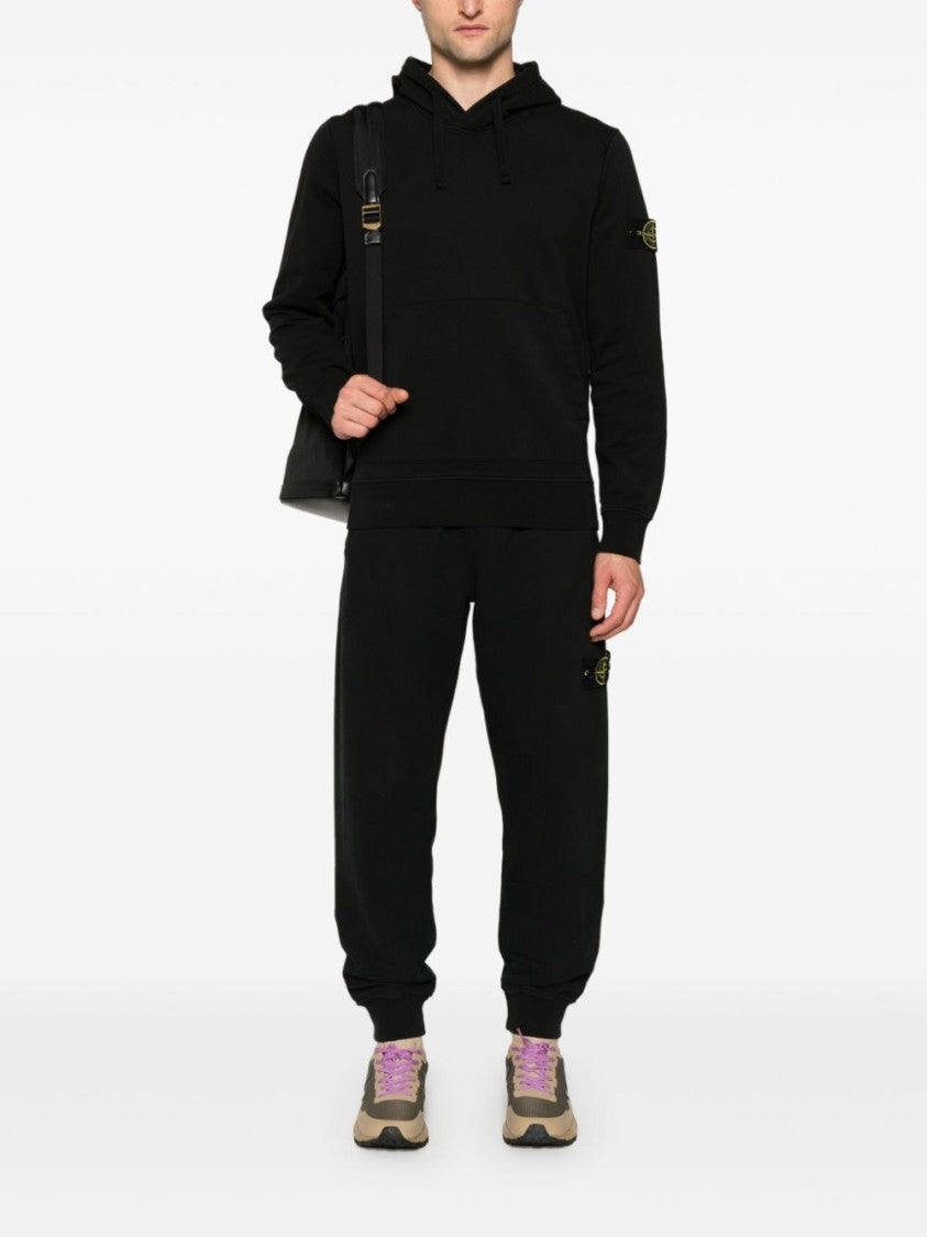 Stone Island Organic Cotton Fleece Hoodie With Logo Badge