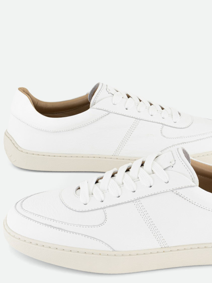 Born Outside Minimalist White Sneakers With Subtle Stitching And Tan Interior