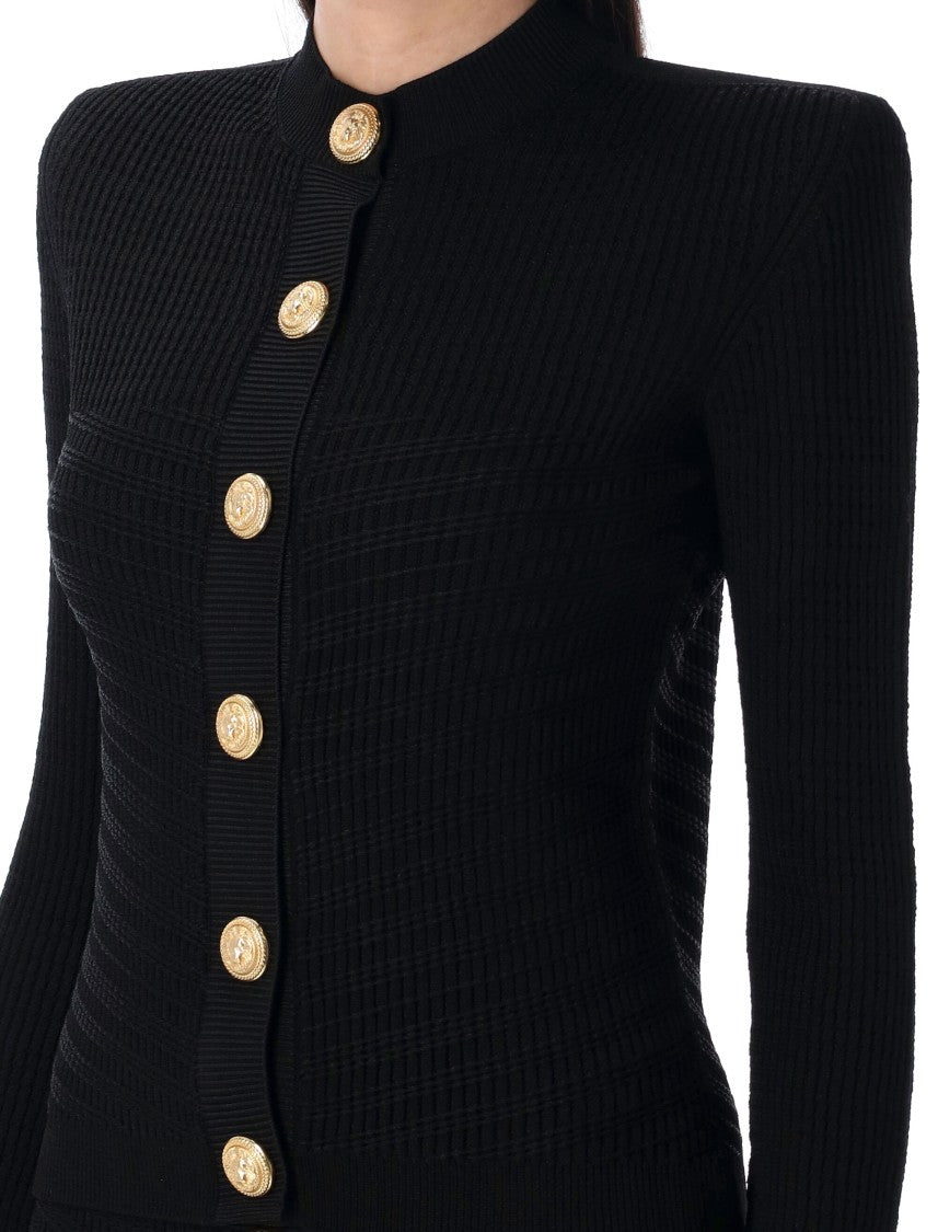 Balmain Long Sleeve Buttoned Knit Cardigan