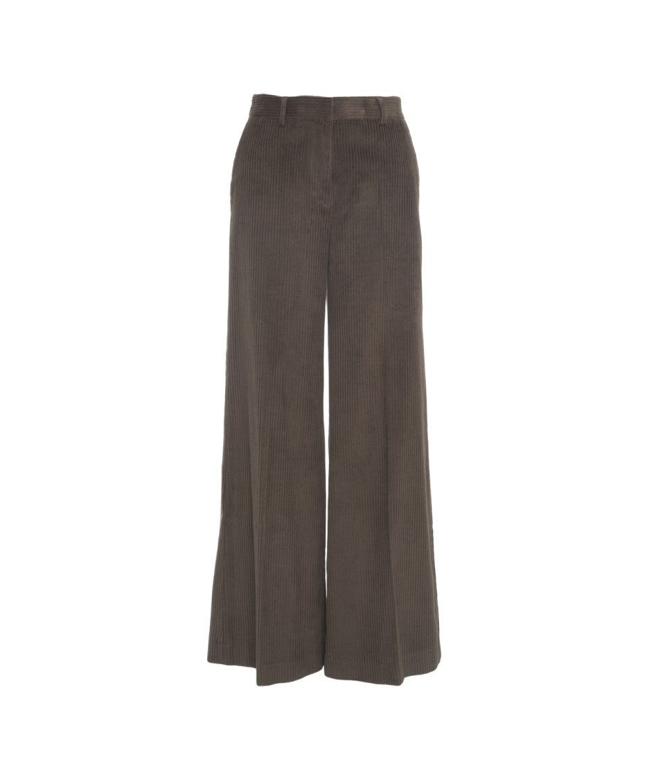 Ottod'ame High-Waist Flared Trousers With Textured Fabric