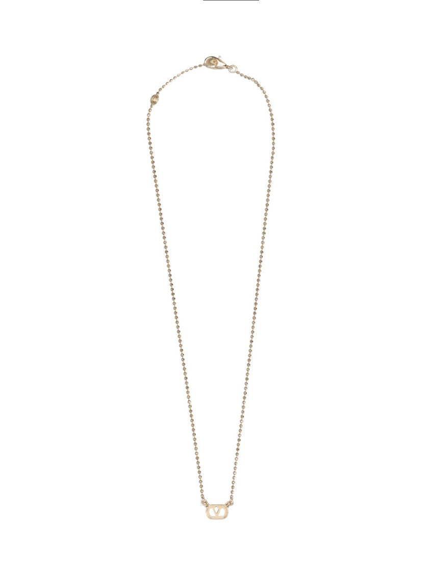 Valentino Garavani Gold Vlogo Crystal Link Necklace