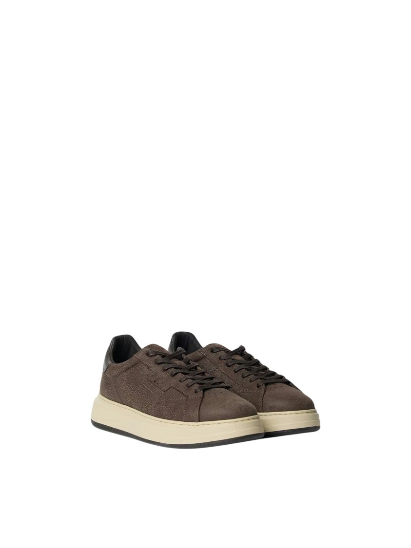 Woolrich Dark Brown Arrow Bovine Leather Low-Top Sneakers