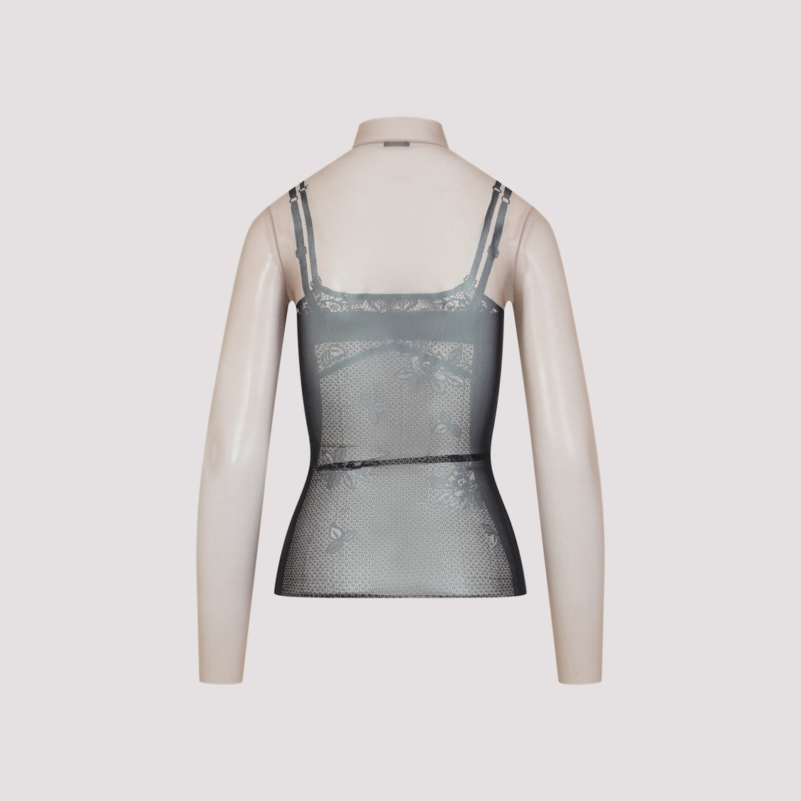 Balenciaga Sheer Mesh Top With Floral Patterns