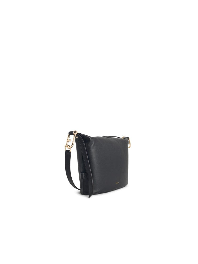 Furla 'Nuvola M' Black Leather Bag