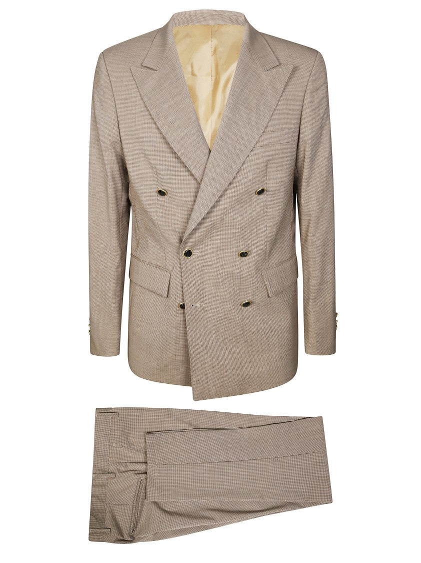 Marsem Checkered Beige Six Button Suit