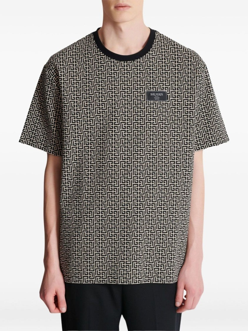 Balmain Geometric Pattern Silk And Nylon T-Shirt