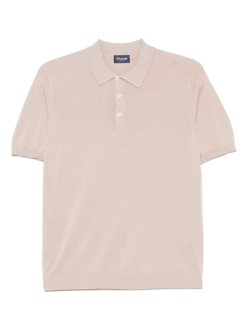 Drumohr Classic Cotton Polo With Traditional Collar