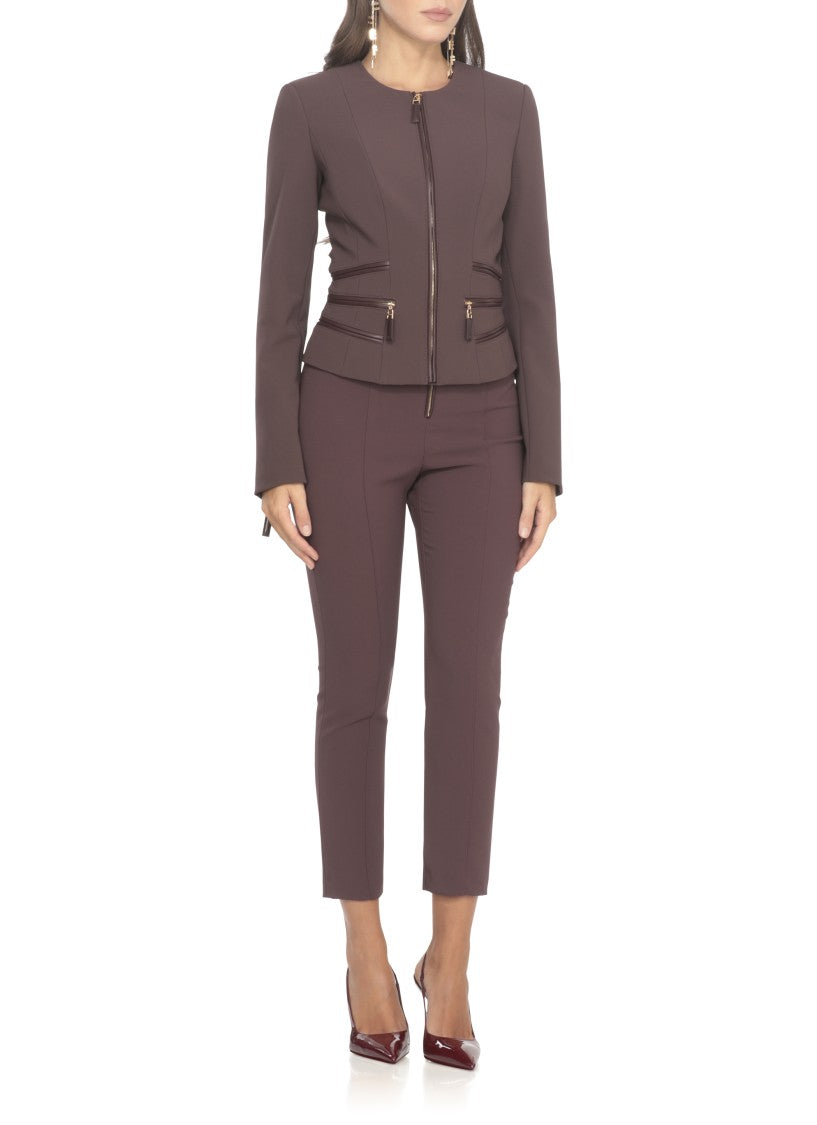 Elisabetta Franchi Cropped High-Waisted Pants With Front Zip