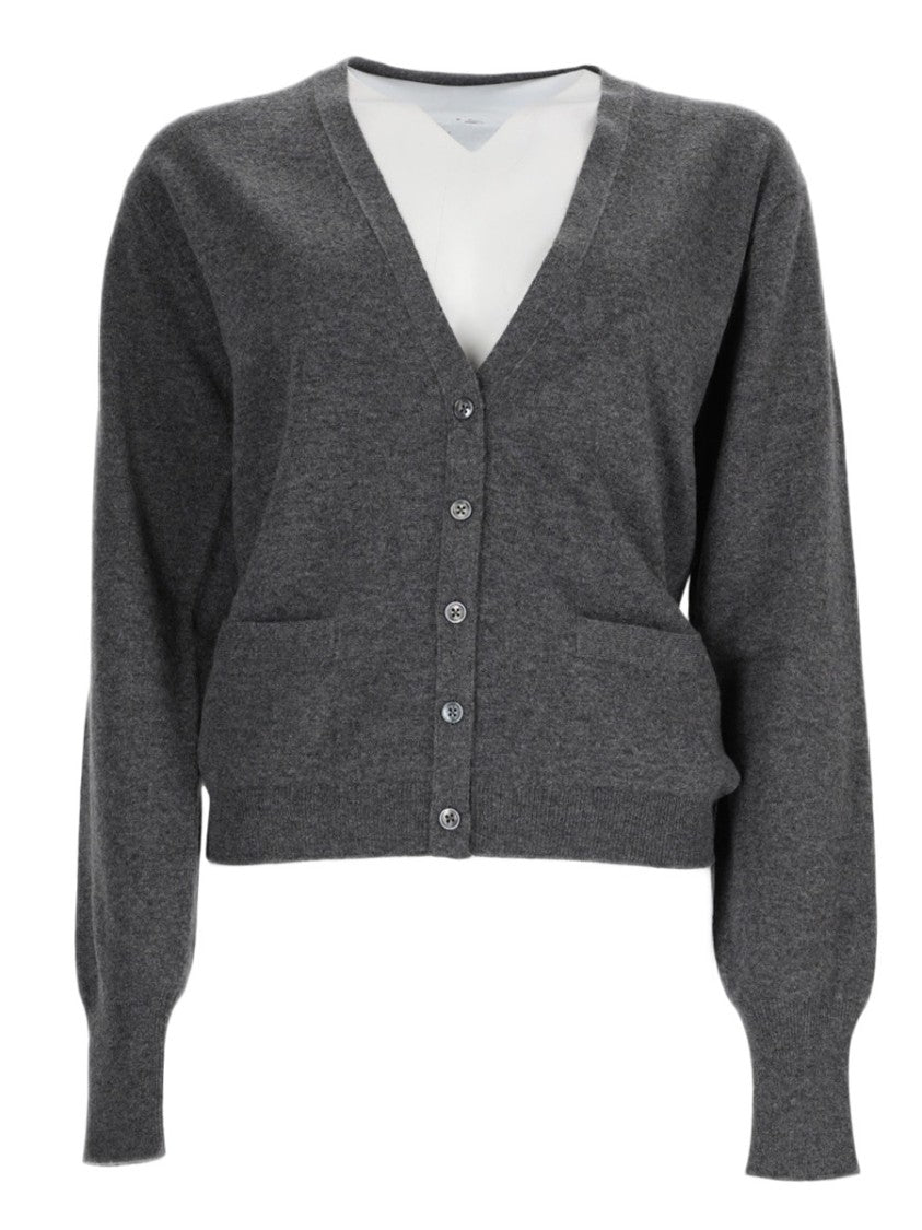 Maison Margiela Deep V-Neck Virgin Wool Cardigan